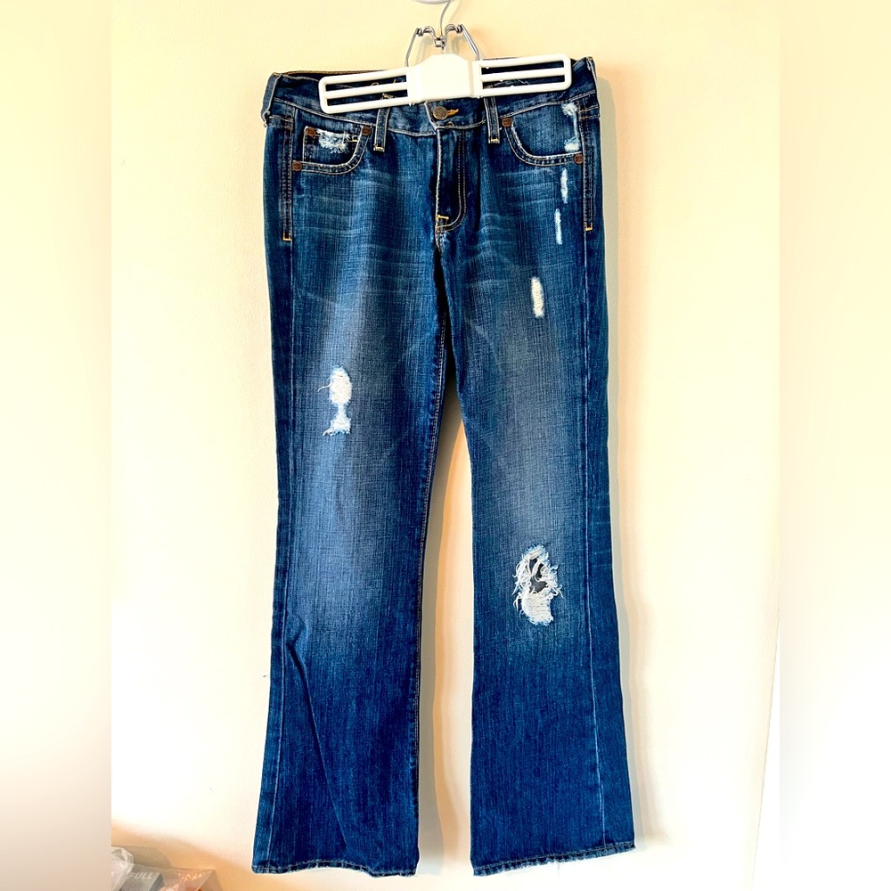 Ruehl Destructed Boot Cut Jeans